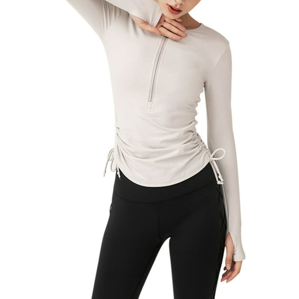Women Mesh Stitching Long Sleeve Sports T-Shirt Yoga Fitness Training Sportswear
